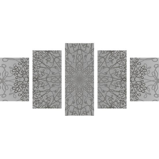 5-dielny obraz sivá umelecká abstrakcia