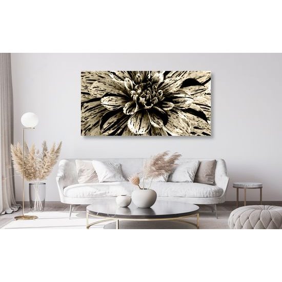 Obraz ohromná dália v sépiovom prevedení