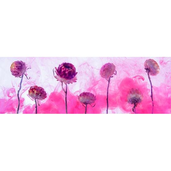 Obraz kvety zahalené v ružovom dyme