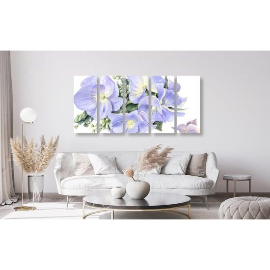 5-dielny obraz zátišie kvetov v nežných farbách
