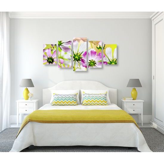 5-dielny obraz záhrada plná rozkvitnutých kvetov