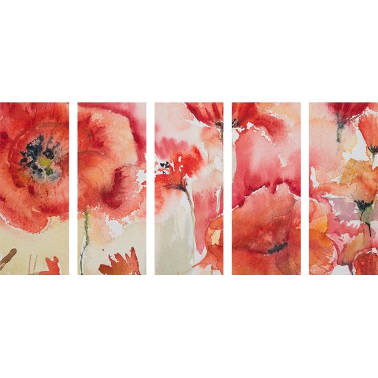 5-dielny obraz maľované maky