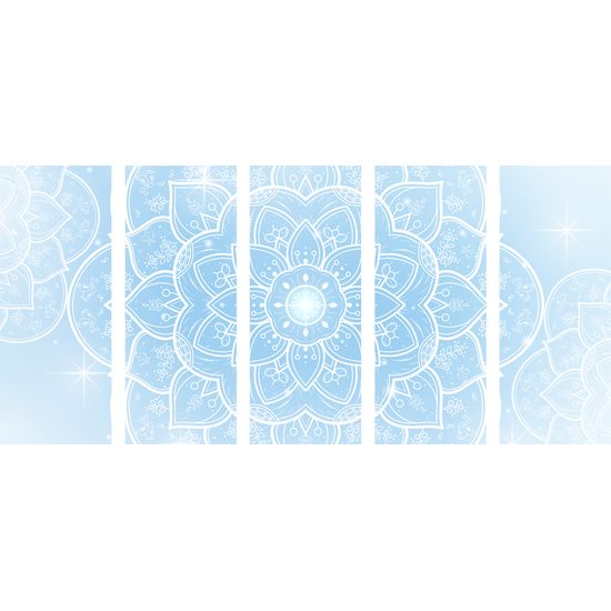 5-dielny obraz biely kvet Mandaly