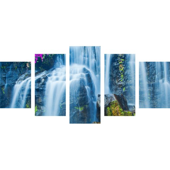 5-dielny obraz krásny horský vodopád