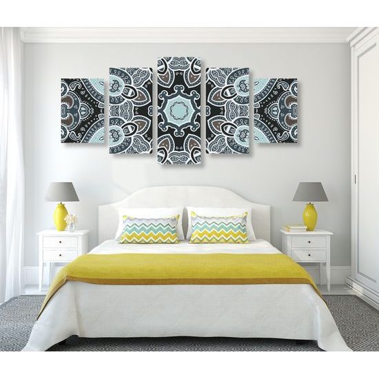 5-dielny obraz nádherná Indická Mandala