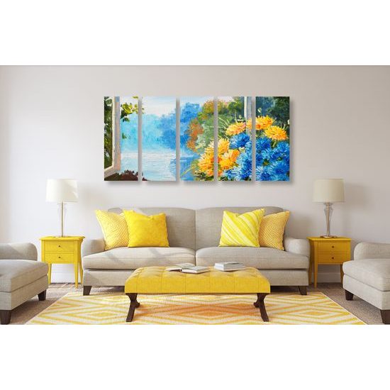 5-dielny obraz vintage kytica