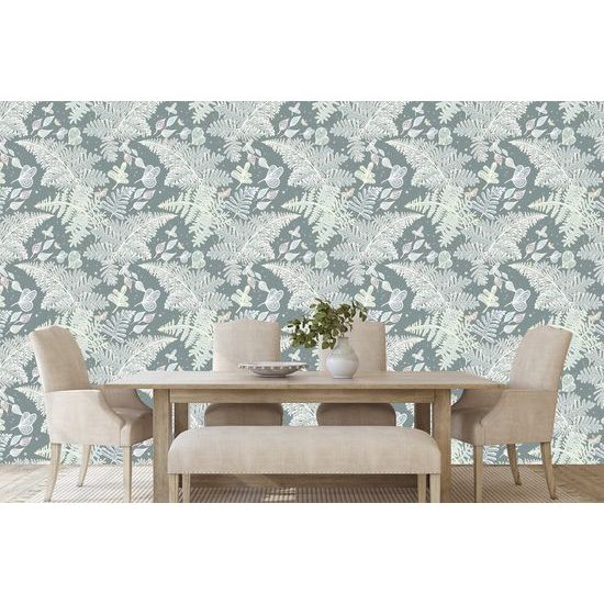 Tapeta listy paprade na zelenom pozadí