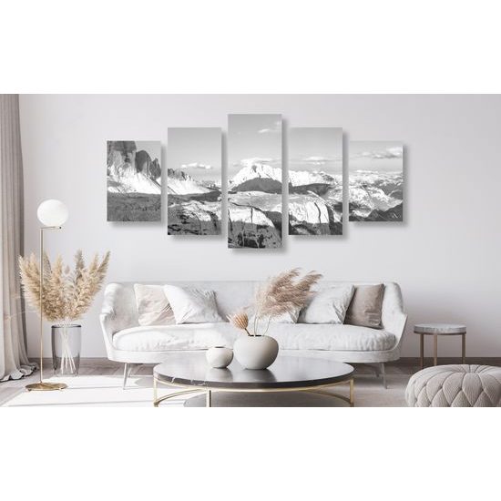 5-dielny obraz čarovný výhľad v čiernobielom prevedení