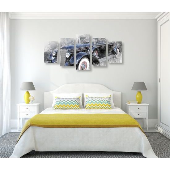 5-dielny obraz abstraktné auto