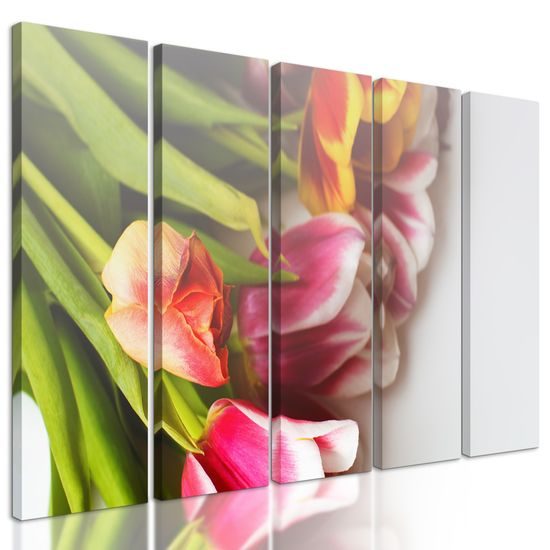 5-dielny obraz kytica jarných tulipánov