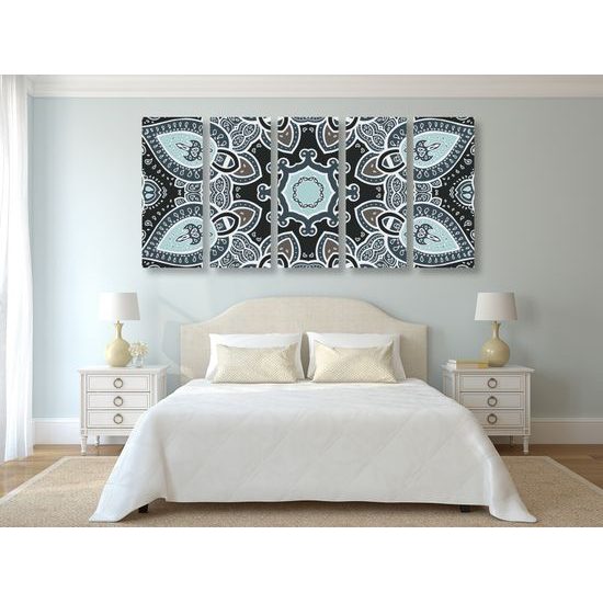 5-dielny obraz nádherná Indická Mandala