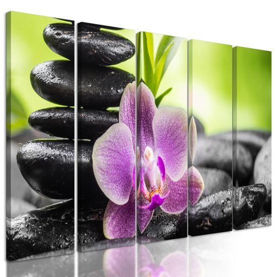 5-dielny obraz wellnes kamene v srdci tropickej prírody