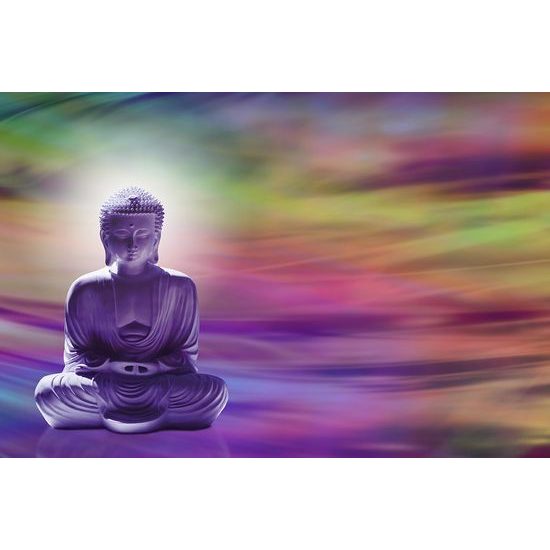 Samolepiaca tapeta rozjímajúci Budha na abstraktnom pozadí