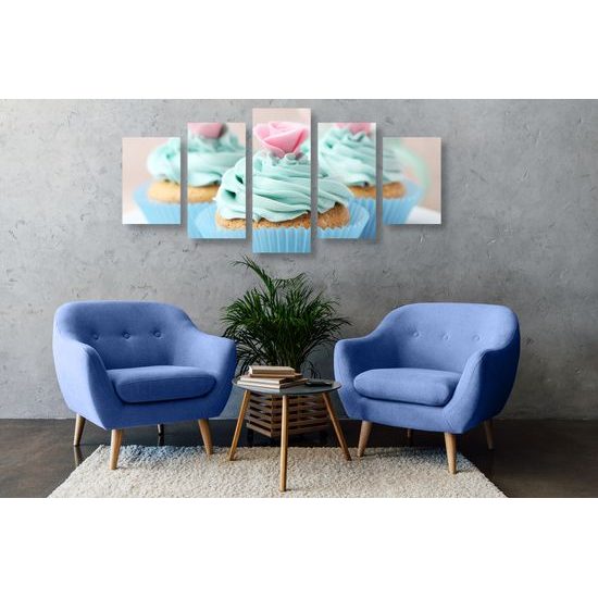 5-dielny obraz lahodné muffiny v pastelových farbách