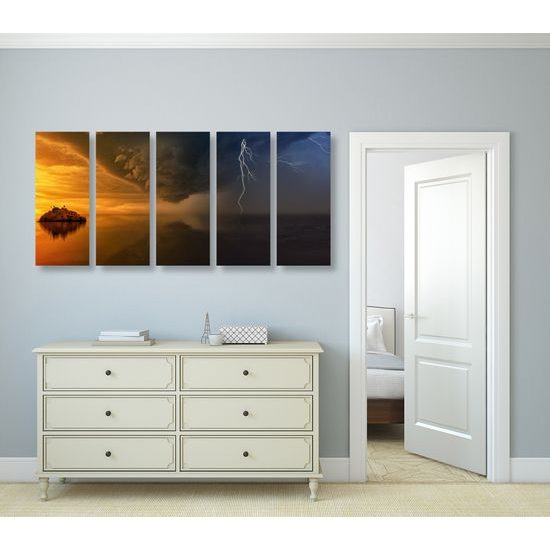 5-dielny obraz búrka valiaca sa na ostrov