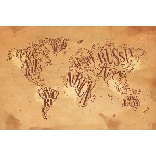 Tapeta abstraktná mapa celého sveta vo vintage prevedení