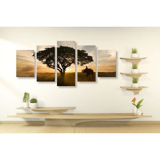 5-dielny obraz obraz nádherný slon