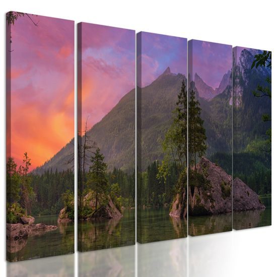 5-dielyn obraz nádherná obloha nad horským jazerom