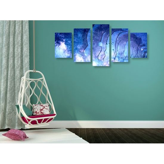 5-dielny obraz abstrakcia nočnej oblohy