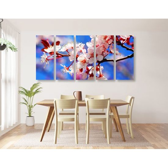 5-dielny obraz jarné kvietky čerešne