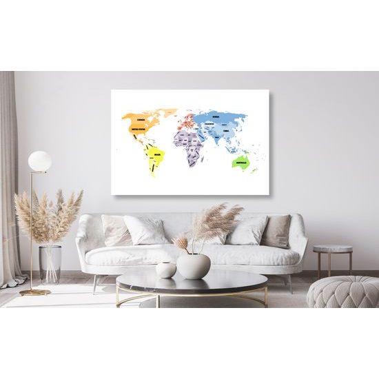 Obraz na korku mapa sveta s pútavými nápismi