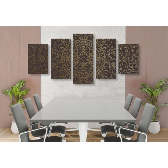 5-dielny obraz zlatý luxusný oranament