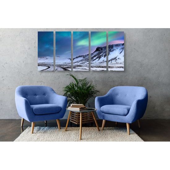 5-dielny obraz nádherná polárna žiara