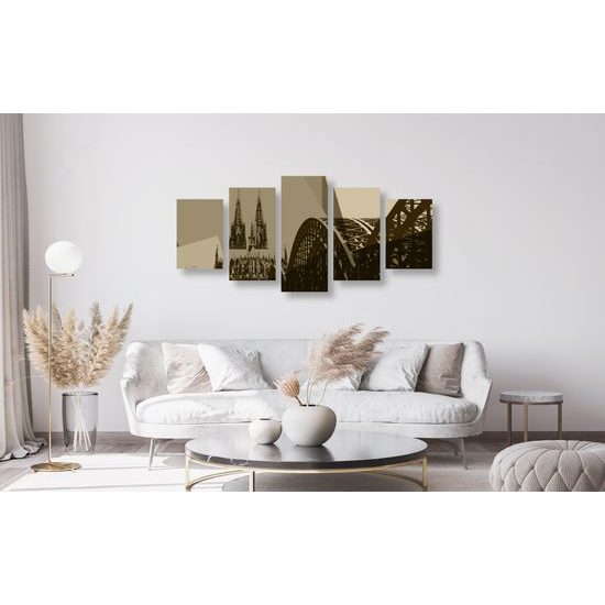 5-dielny obraz Kolínsky most v sépivom prevedení