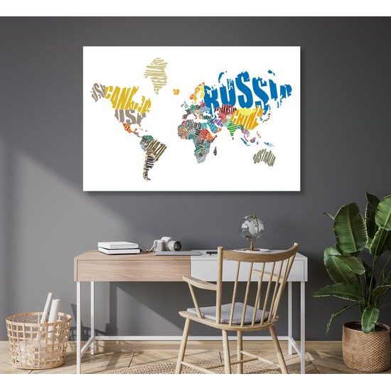 Obraz na korku mapa s nápismi štátov