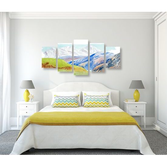 5-dielny obraz scenéria horskej krajiny