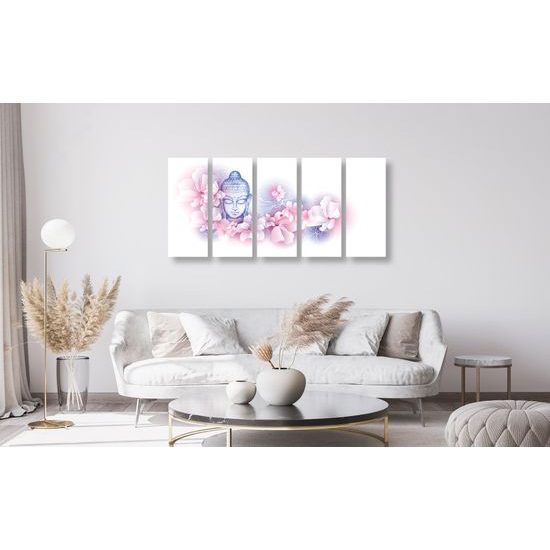 5-dielny obraz Budha v nežnom prevedení