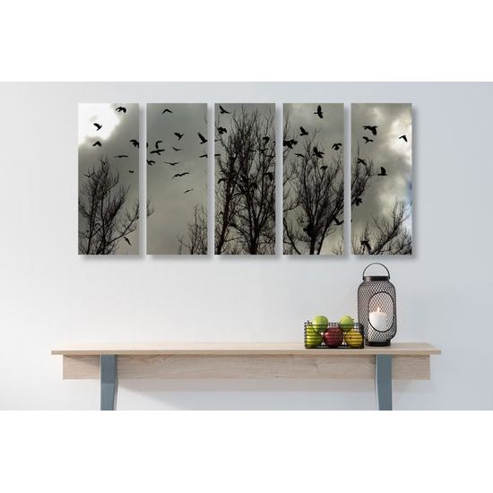 5-dielny obraz vrany pred búrkou