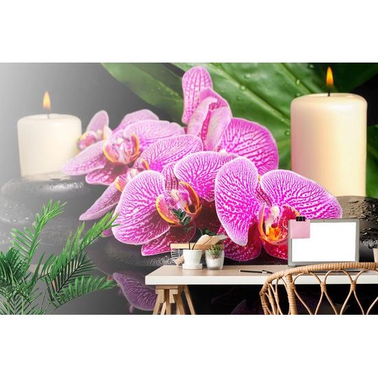Tapeta kompozícia orchideí so sviečkami