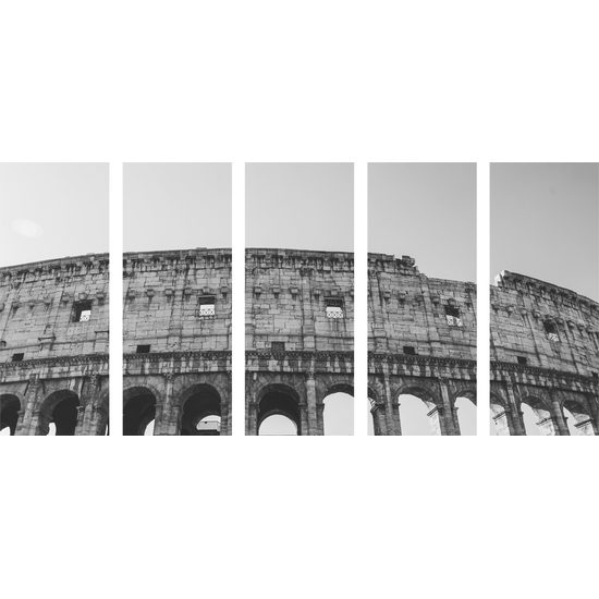5-dielny obraz nádherné Koloseum v čiernobielom prevedení