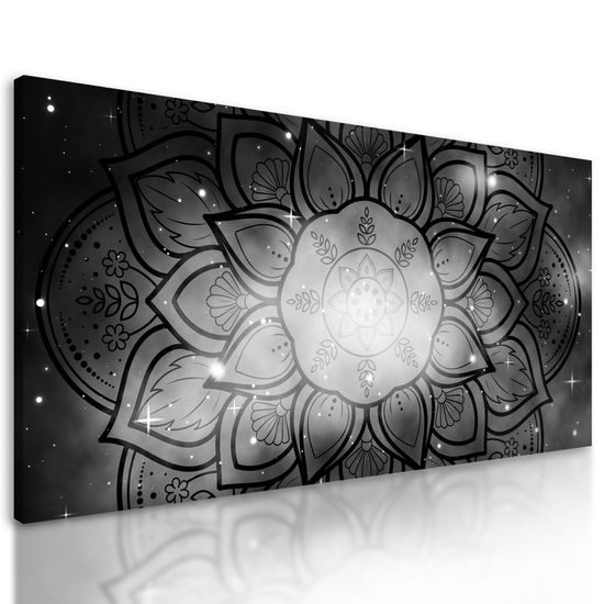 Obraz galaktická Mandala v čiernobielom prevedení