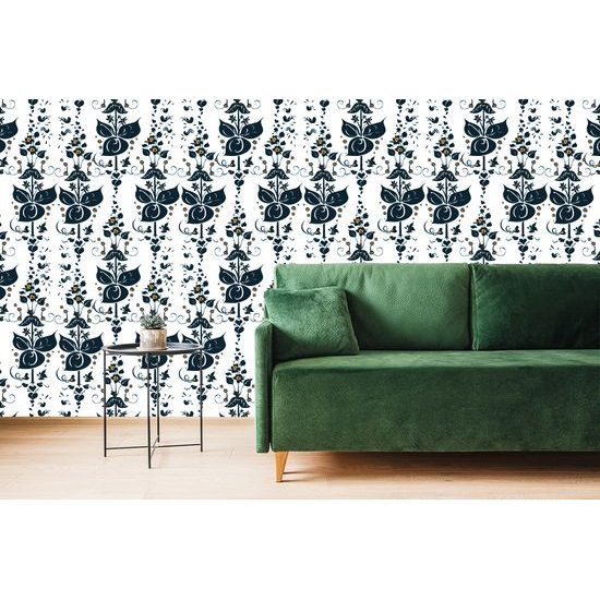 Samolepiaca tapeta jemné kvetinové liány v tmavom prevedení