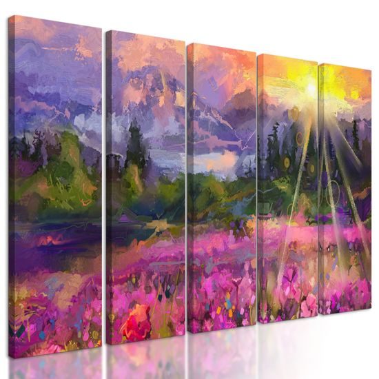 5-dielny obraz nádherná maľba krajiny