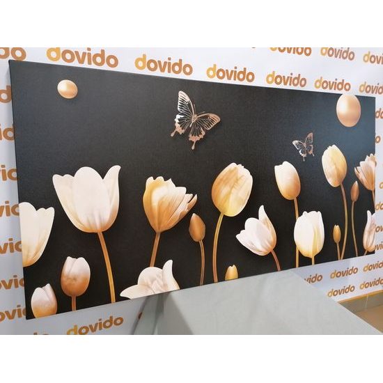 Obraz tulipány ladené do zlatista