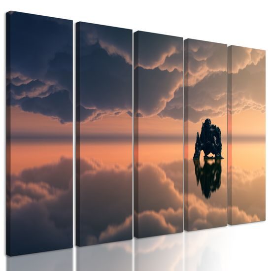 5-dielny obraz skala uprostred mora