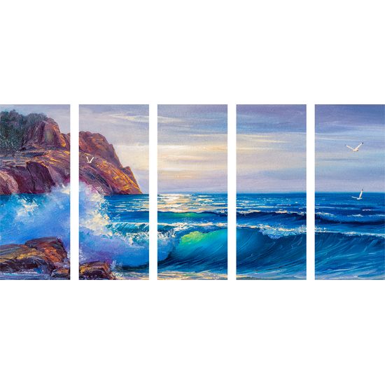 5-dielny obraz nekľudné more