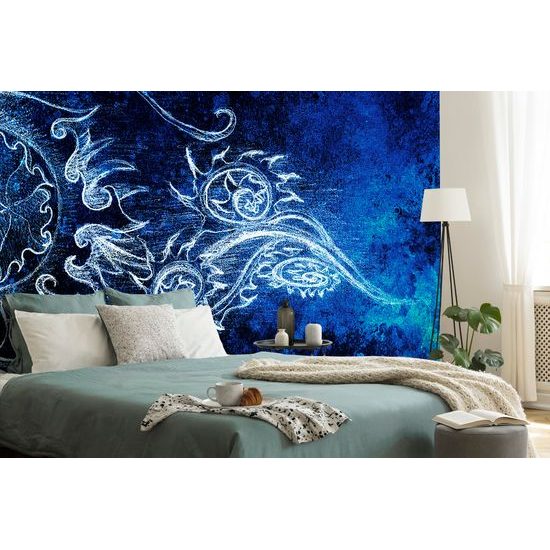 Samolepiaca tapeta zaujímavá kresba na modrom pozadí