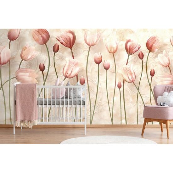 Samolepiaca tapeta jemnosť staroružových tulipánov