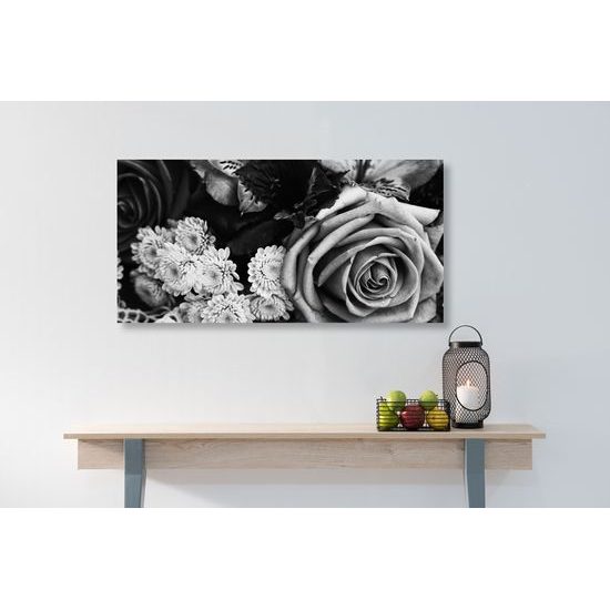 Obraz nádherná sviatočná kytica v čiernobielom prevedení