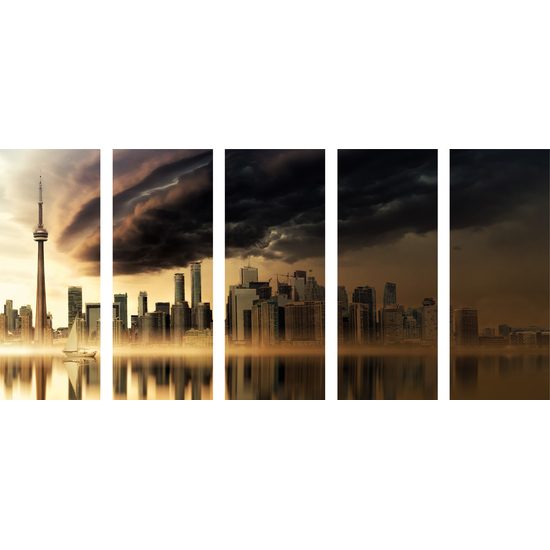 5-dielny obraz búrka nad velkomestom