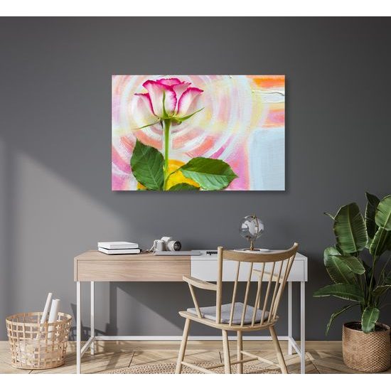 Obraz ruža na maľovanom pozadí