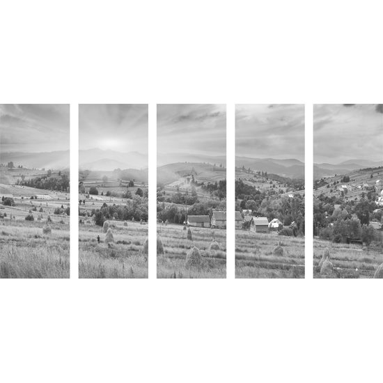 5-dielny obraz krásy Slovenskej prírody v čiernobielom prevedení