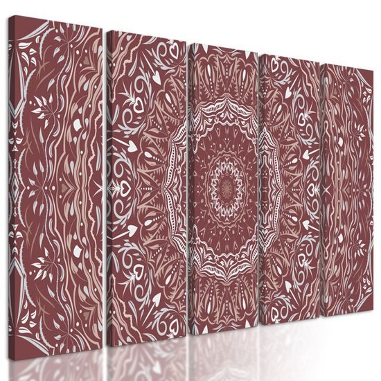 5-dielny obraz ukľudnujúca Mandala v ružovom prevedení