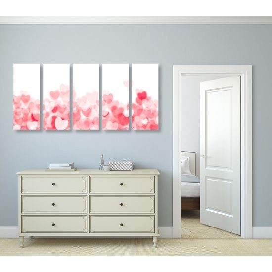 5-dielny obraz plný srdiečok
