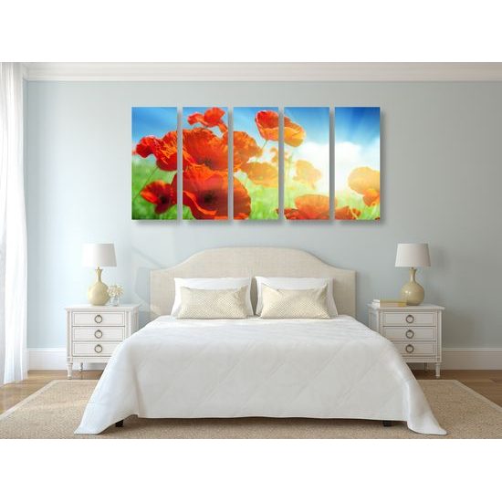 5-dielny obraz červené maky