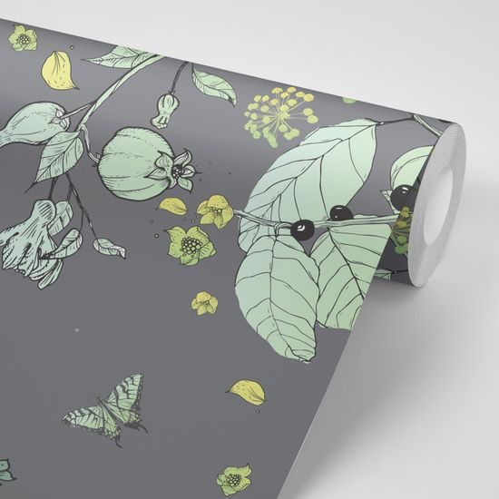 Samolepiaca tapeta vetvičky kríkov na tmavom pozadí